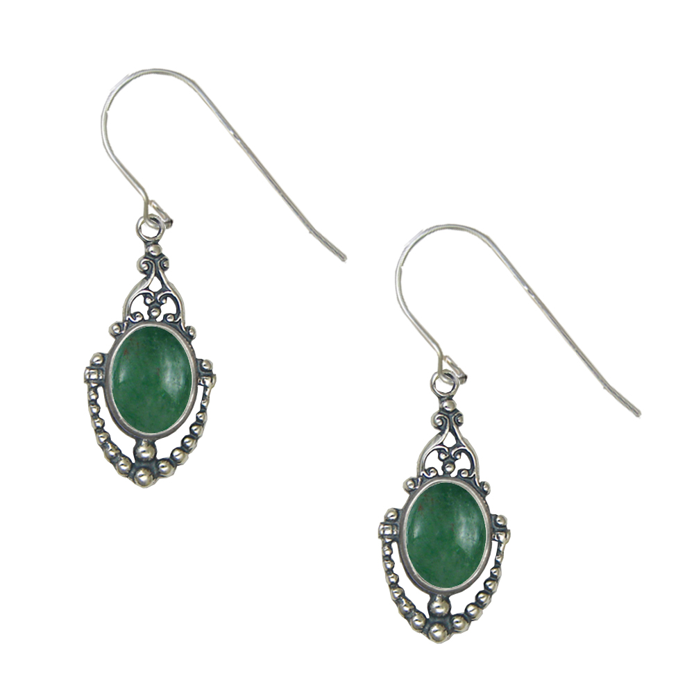 Sterling Silver Victorian Jade Drop Dangle Earrings